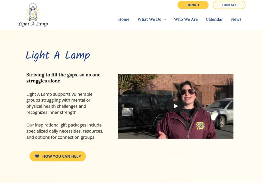 screenshot of Light A Lamp home page